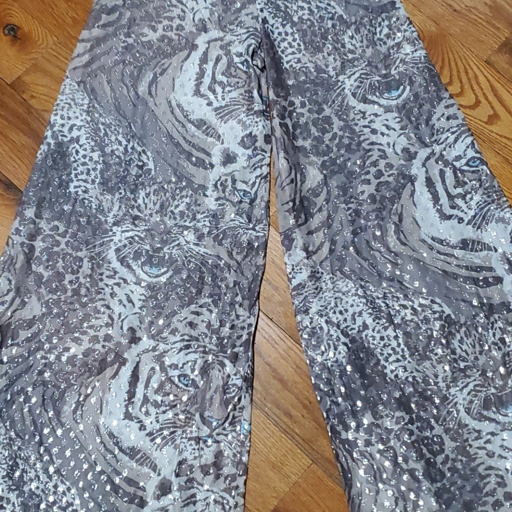 🐅 Vintage Shimmering Tiger Leopard Wide leg pants - Picture 3 of 10